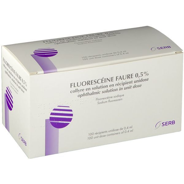 FLUORESCEINE FAURE Collyre en solution 0,5 %, boîte 100 récipients unidoses 0,4 ml