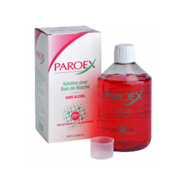 PAROEX 0,12 POUR CENT SOLUTION POUR BAIN DE BOUCHE 1 flacon(s) polytéréphtalate (PET) de 500 ml
