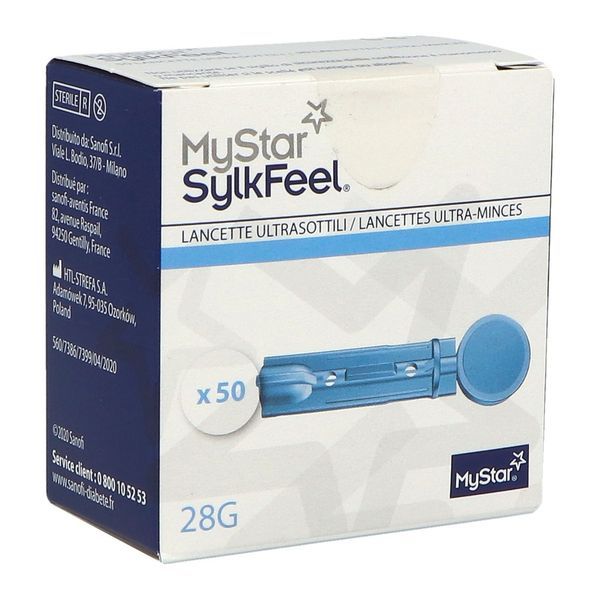 MYSTAR SYLKFEEL LANCETTE STERILE A USAGE UNIQUE DIAMETRE DE 28 G BOITE DE 50