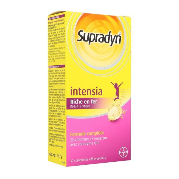 SUPRADYN INTENSIA EFFERVESCENT Comprimé effervescent, complément alimentaire à base de vitamines et minéraux, bt 30