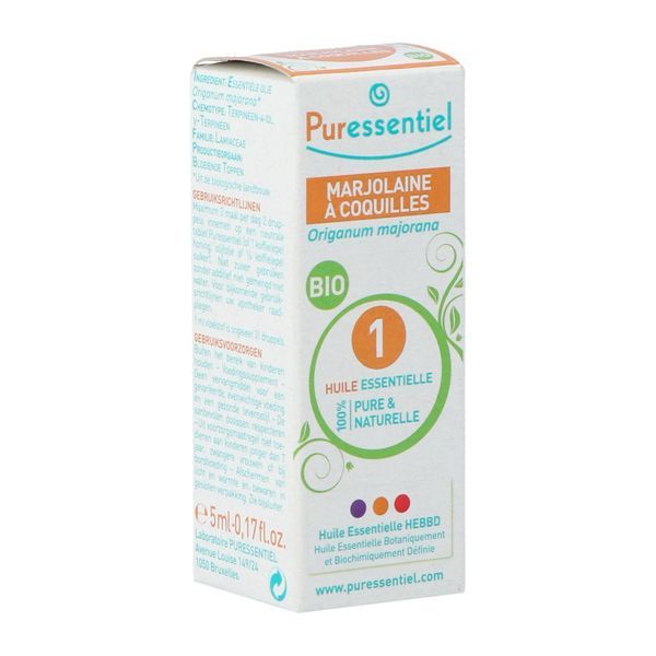 PURESSENTIEL HUILE ESSENTIELLE BIO COMPLEMENT ALIMENTAIRE Complément alimentaire, huile essentielle de marjolaine à coquilles HEBBD, fl 5 ml