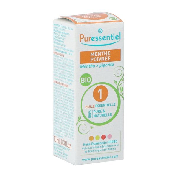 PURESSENTIEL HUILE ESSENTIELLE BIO COMPLEMENT ALIMENTAIRE Complément alimentaire, huile essentielle de menthe poivrée HEBBD, fl 10 ml