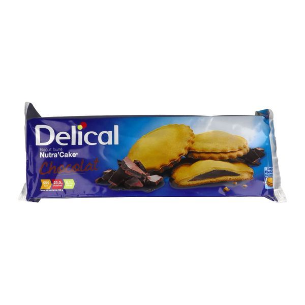 DELICAL NUTRA'CAKE BISCUIT FOURRE Denrée alimentaire destinée à des fins médicales spéciales, chocolat, bt 9