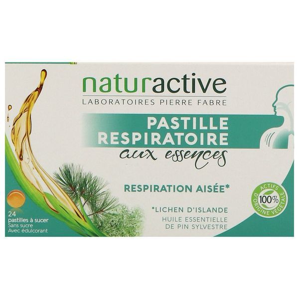 NATURACTIVE PASTILLE RESPIRATOIRE Pastille à sucer, complément alimentaire à base de plante et huiles essentielles, bt 24