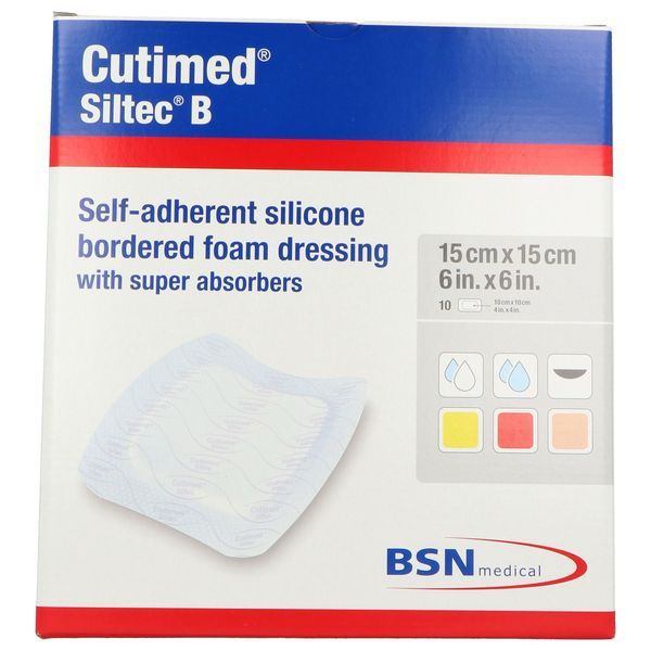 CUTIMED SILTEC B PANSEMENT HYDROCELLULAIRE A ABSORPTION IMPORTANTE 15*15 CM 10