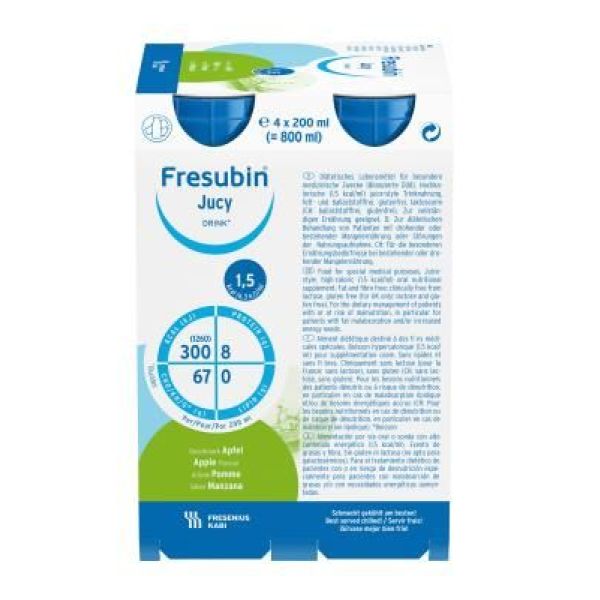 FRESUBIN JUCY DRINK (BOUTEILLE 200 ML) POMME X 4 UNITES