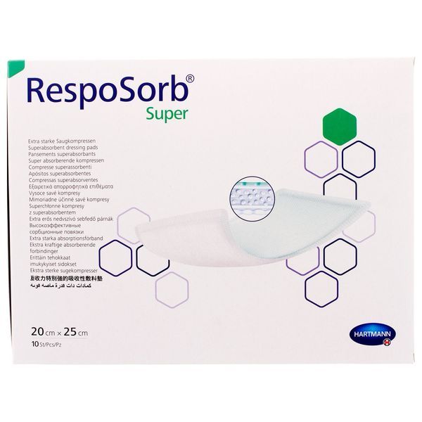 RESPOSORB SUPER Pansement hydrocellulaire superabsorbant, stérile, 20 cm x 25 cm (ref. 685023), bt 10