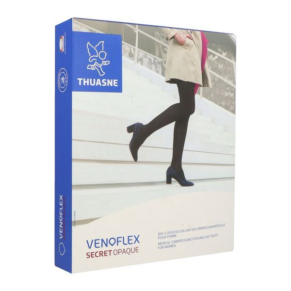 VENOFLEX 2 SECRET OPAQUE Collant médical de compression, classe 2, femme, marine, normal, taille 4, paire