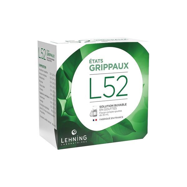 L52 Solution Buvable En Gouttes 1 Flacon En Verre Jaune De 30 Ml Muni D'Un Compte-Gouttes
