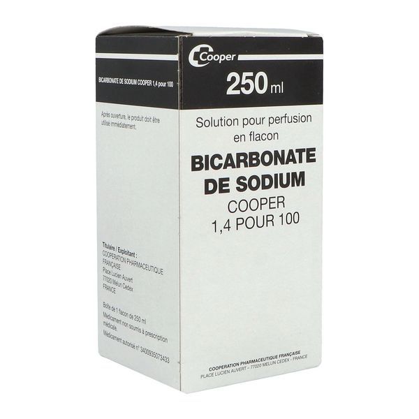 BICARBONATE DE SODIUM COOPER Solution pour perfusion 1,4 %, boîte 1 flacon 250 ml