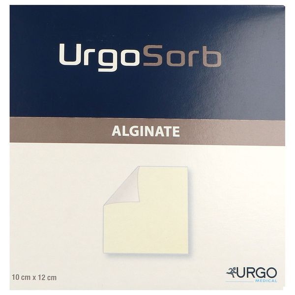 URGOSORB Pansement d'alginate et carboxymethylcellulose pour plaie très exsudative, 10 cm x 12 cm (ref. 552142), bt 10