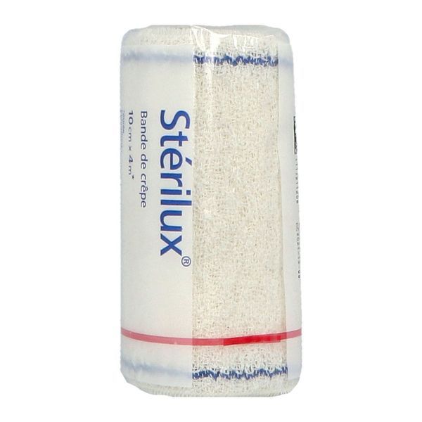 STERILUX Bande de crêpe en coton élastique sous cellophane, 4 m à l'étirage x 10 cm (ref. 2416360), unité