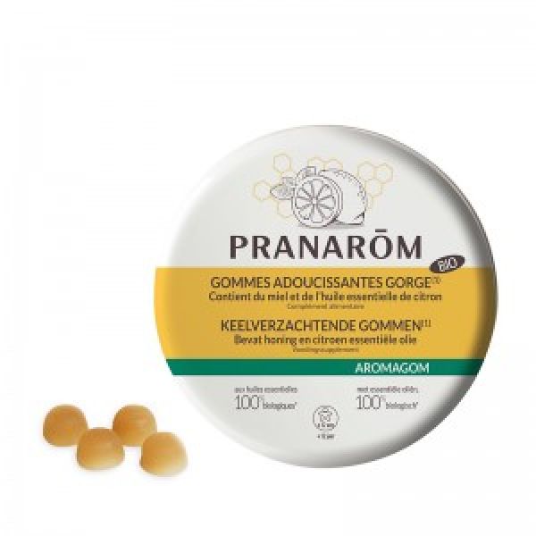 Pranarom Aromagom, gommes miel/citron BIO - boite 45 g