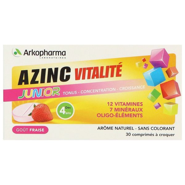 Azinc Forme Et Vitalite Junior Gout Fraise - Comprime A Croquer Boite 30