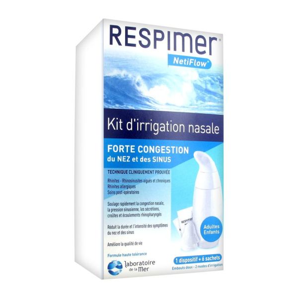 RESPIMER NETIFLOW KIT D'IRRIGATION NASALE 1 DISPOSITIF ET 6 SACHETS