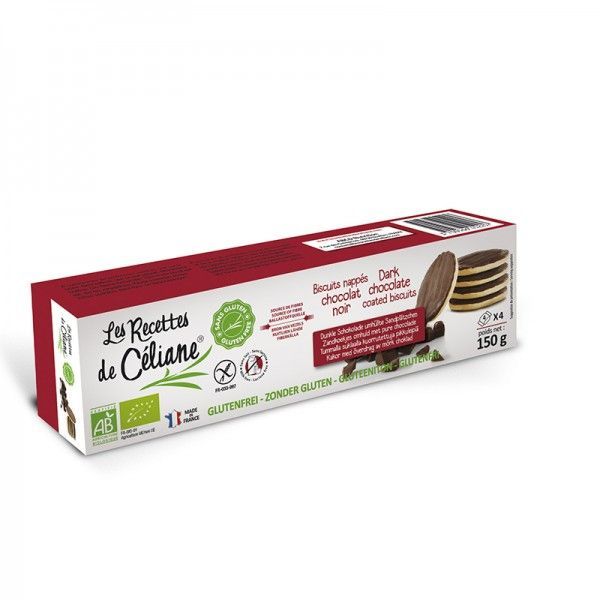 Les Recettes de Celiane - Biscuits nappés chocolat noir (4x4) BIO - 150 g