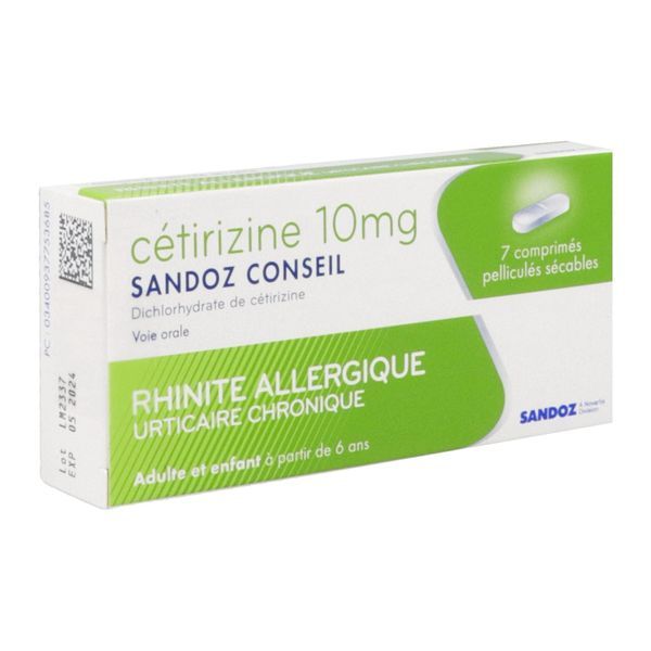 Cetirizine Sandoz Conseil 10 Mg Comprime Pellicule Secable B/7