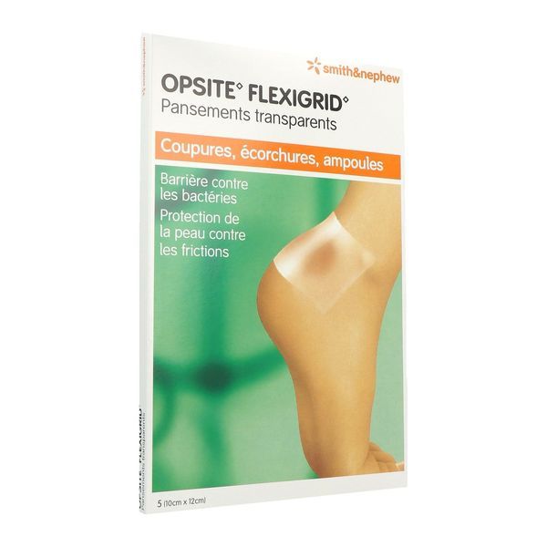 OPSITE FLEXIGRID Pansement adhésif stérile, avec système applicateur, 10 cm x 12 cm (ref. 66320334), pochette 5
