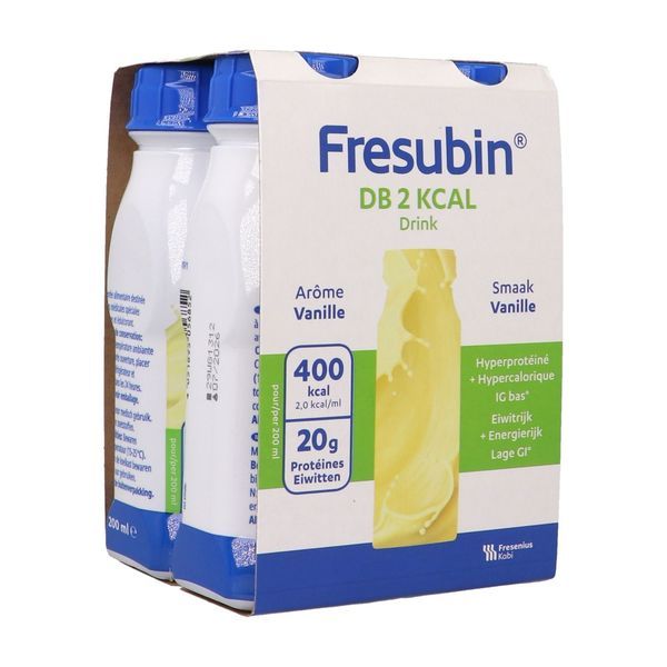 FRESUBIN DB 2 KCAL DRINK Denrée alimentaire destinée à des fins médicales spéciales, arôme vanille, 200 ml x 4