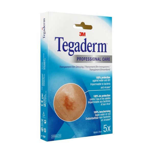 TEGADERM FILM Pansement film adhésif, transparent, stérile, 6 cm x 7 cm (ref. 1624W5), bt 5