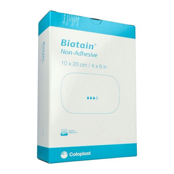 BIATAIN NON ADHESIVE Pansement hydrocellulaire absorbant, non adhésif, stérile, 10 cm x 20 cm (ref. 334111), bt 10