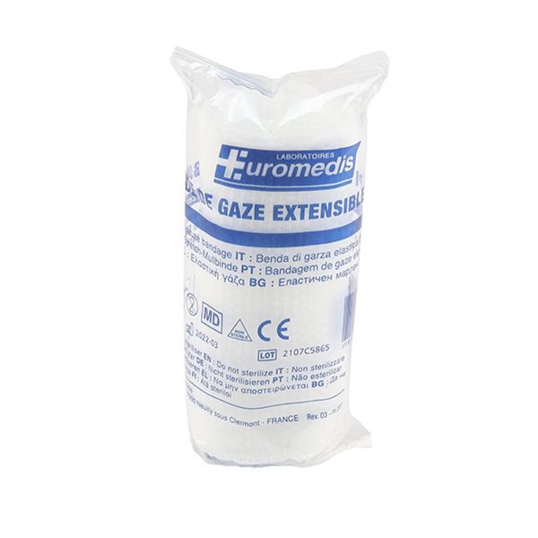 EUROMEDIS BANDE DE GAZE Bande de gaze extensible, 3 m x 7 cm (ref. 135182), unité