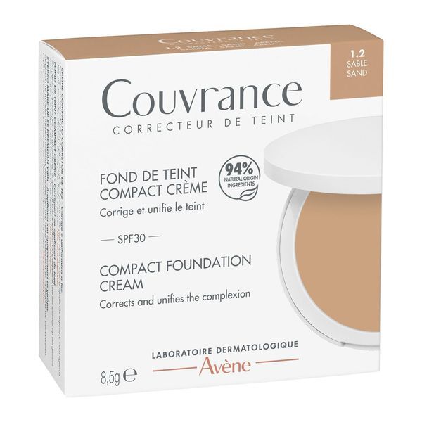 COUVRANCE CORRECTEUR DE TEINT FOND DE TEINT COMPACT CREME SPF 30 Fond de teint compact crème, SPF 30, sable, n° 1,2, boîtier 8,5 g
