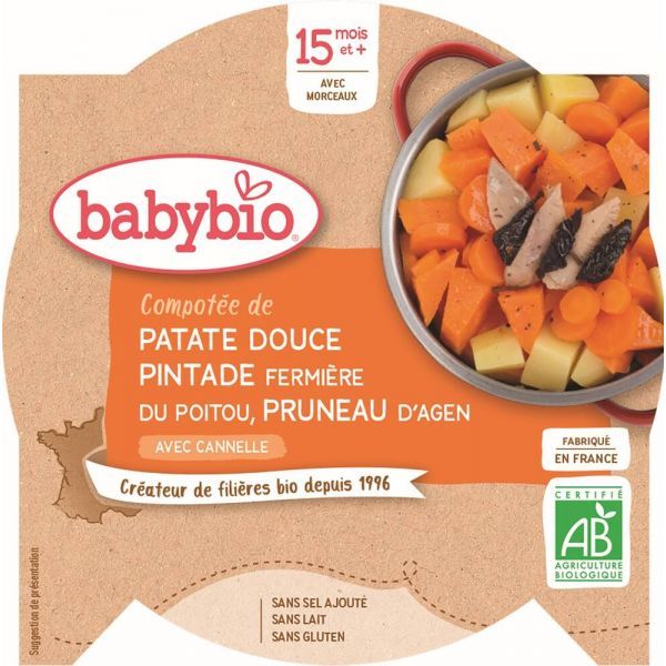 Babybio Menu patates douces pintade pruneau BIO - dès 15 mois - 260 g