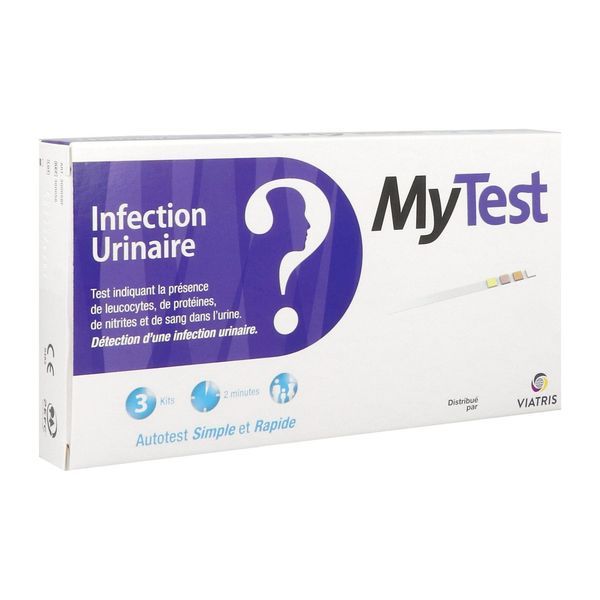 MYTEST INFECTION URINAIRE Autotest, bandelette réactive, 4 paramètres, bt 3