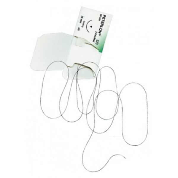 FILAPEAU Aiguillée sertie non résorbable, aiguille 3/8 de cercle, pointe triangulaire, n° 3, 2/0, aiguille 18 mm (ref. 87497 B), unité