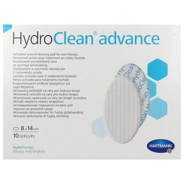 HYDROCLEAN ADVANCE Pansement hydrogel irrigoabsorbant, prêt à l'emploi, ovale, 8 cm x 14 cm (ref. 6096742), bt 10