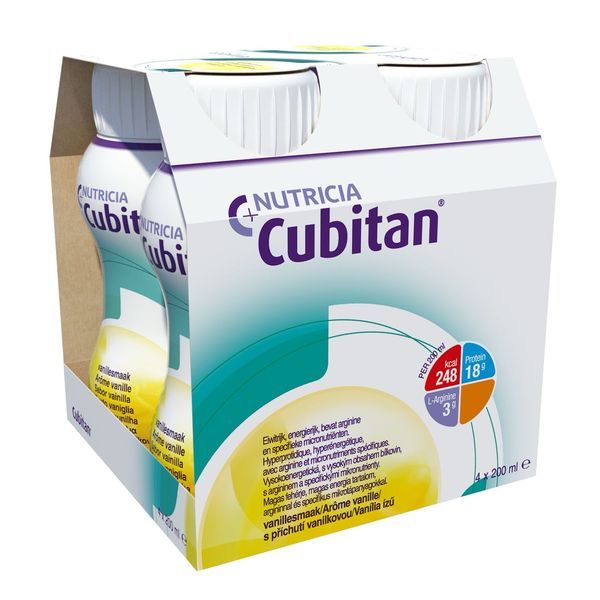 CUBITAN Denrée alimentaire destinée à des fins médicales spéciales, arôme vanille, 200 ml x 4