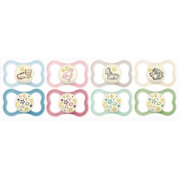 MAM SUPREME SUCETTE NUIT + 6 MOIS Sucette anatomique de nuit, téterelle silicone, 2ème âge, N° 37, blister 2