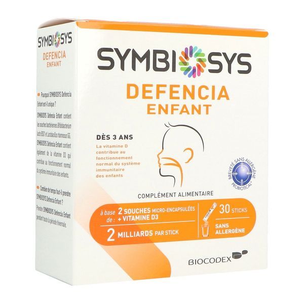 SYMBIOSYS DEFENCIA ENFANT Stick, complément alimentaire à base de ferments lactiques et de vitamine D, bt 30