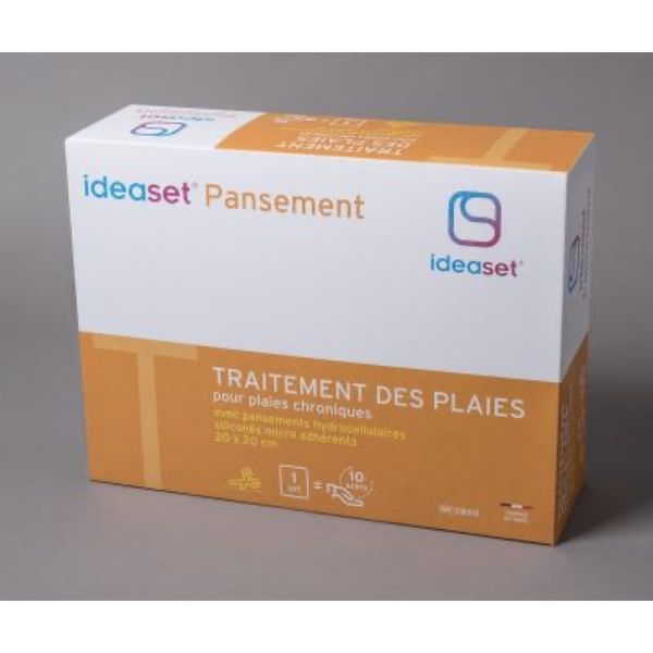 IDEASET PANSEMENT TRAITEMENT DES PLAIES Set de nettoyage et de réfection avec pansement hydrocellulaire 20 cm x 20 cm, bt 10