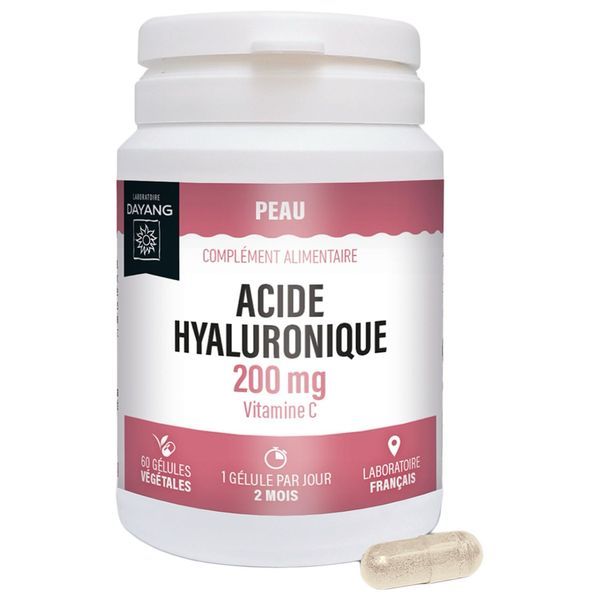 DAYANG GELULE ACIDE HYALURONIQUE 200 MG Gélule, complément alimentaire à base d'acide hyaluronique et de vitamine C, bt 60