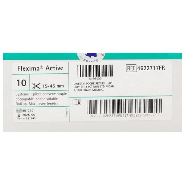 FLEXIMA ACTIVE O'CONVEX QUICKLOOK ROLL'UP MAXI Poche vidable système 1 pièce, protecteur cutané convexe souple à découper, (ref. 4622717FR), bt 10