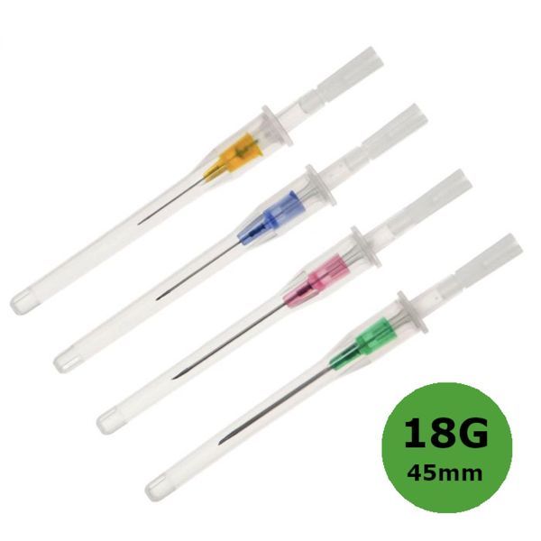 Cathéter court INTROCAN® Safety - Sans Ailettes - 18G - 45 mm - VERT - L'unité