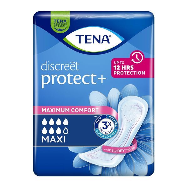 TENA LADY MAXI Protection anatomique adhésive pour incontinence urinaire modérée, sac 12