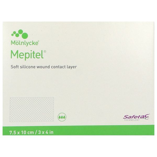 MEPITEL Pansement interface siliconé à micro-adhérence sélective, stérile, 7,5 cm x 10 cm, bt 10
