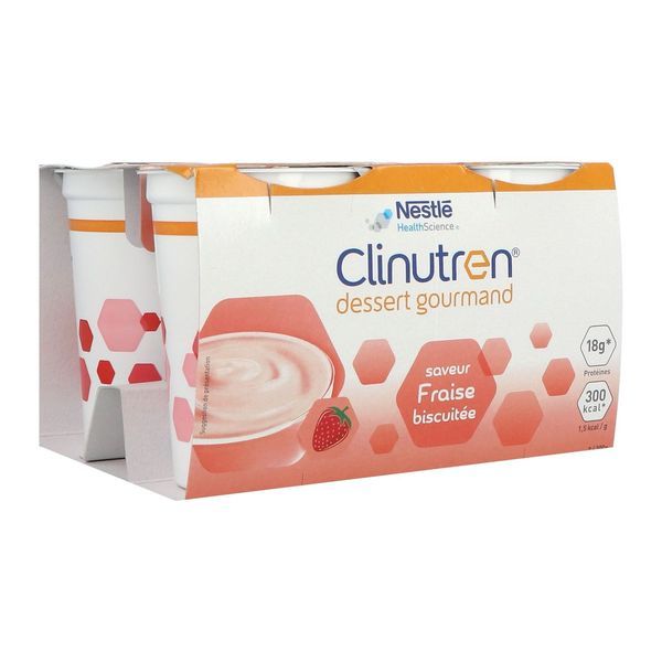 CLINUTREN DESSERT GOURMAND DADFMS, saveur fraise biscuitée, 200 g x 4