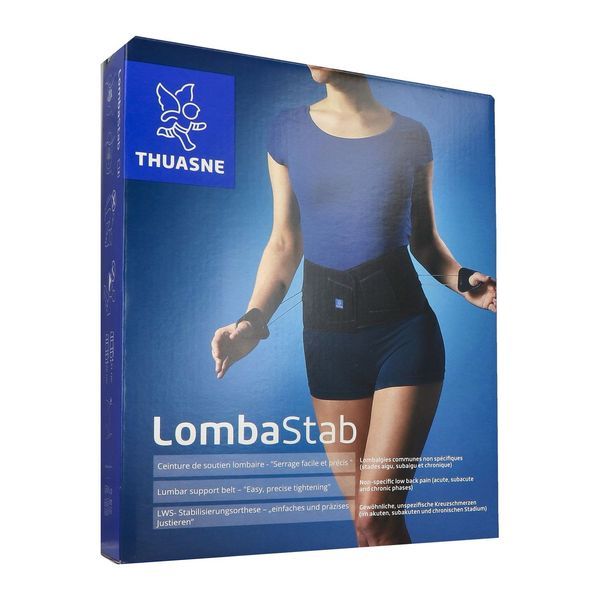 LOMBASTAB Ceinture de soutien lombaire, à lacet, coloris noir bleuté, hauteur 21 cm, taille 2, unité