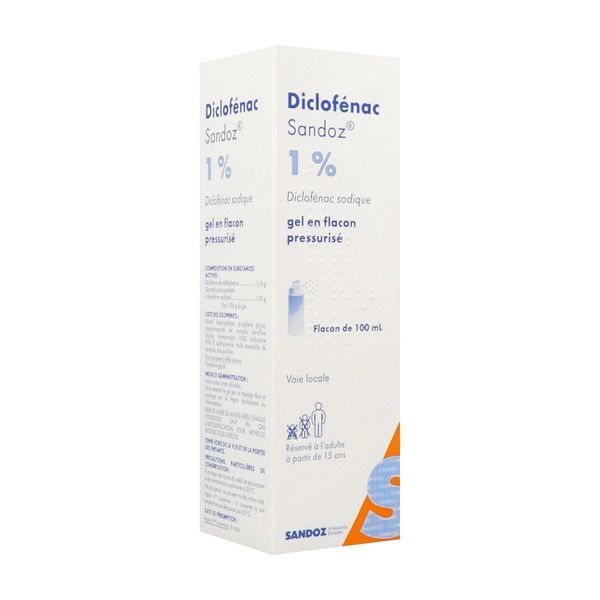 DICLOFENAC SANDOZ Gel en flacon pressurisé 1 %, flacon 100 ml
