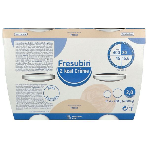 FRESUBIN 2 KCAL CREME Denrée alimentaire destinée à des fins médicales spéciales, praliné, 200 g x 4