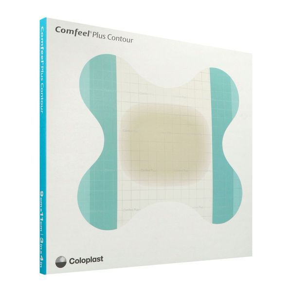 COMFEEL PLUS CONTOUR Pansement hydrocolloïde opaque, semiperméable, stérile, large 9 cm x 11 cm (ref. 332830), bt 5
