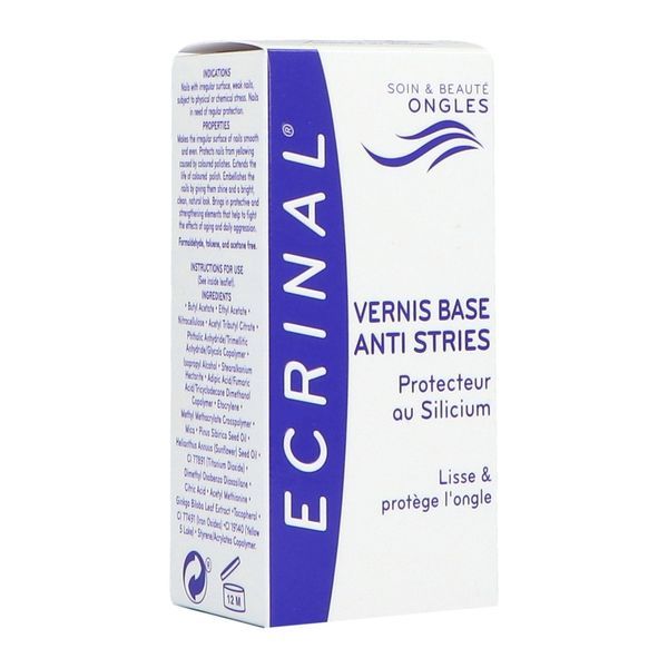 ECRINAL SOINS DES ONGLES VERNIS BASE ANTI STRIES AU SILICIUM 10 ML