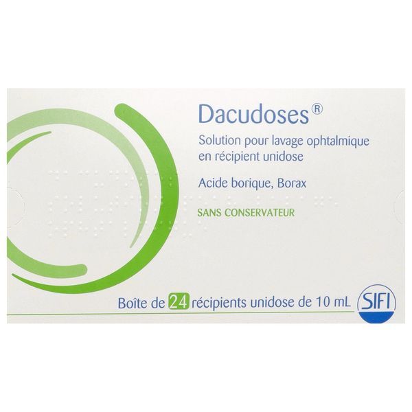 DACUDOSES Solution pour lavage ophtalmique, boîte 24 récipients unidoses 10 ml
