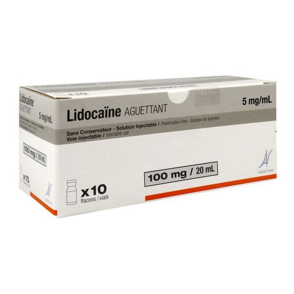 LIDOCAINE AGUETTANT SANS CONSERVATEUR Solution injectable 5 mg/ml, boîte 10 flacons 20 ml