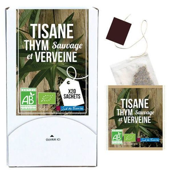 Aromandise Tisane Thym des Garrigues et Verveine BIO - boîte de 20 sachets