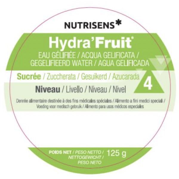 NUTRISENS HYDRA' FRUIT EAU GELIFIEE SUCREE Denrée alimentaire destinée à des fins médicales spéciales, pomme, pot 125 g x 24